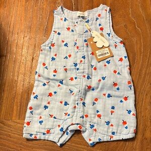 NWT Angel Dear Muslin 6-12M Blue Popsicle Print Baby Romper
